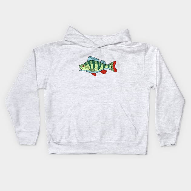 Perch fish Kids Hoodie by AlexanderZam